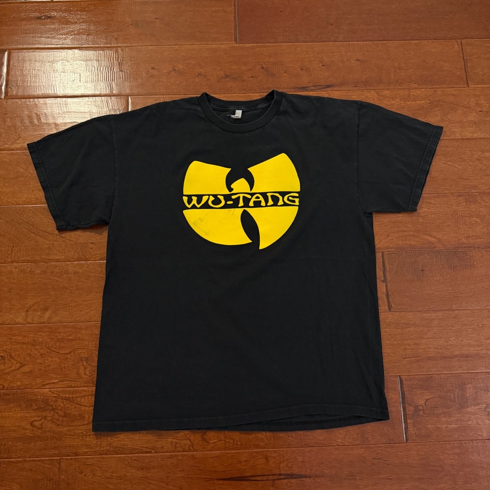 Wu-Tang Clan T-Shirt Mens L Black Yellow Logo Graphic Hip Hop Rap Tee Y2K VTG